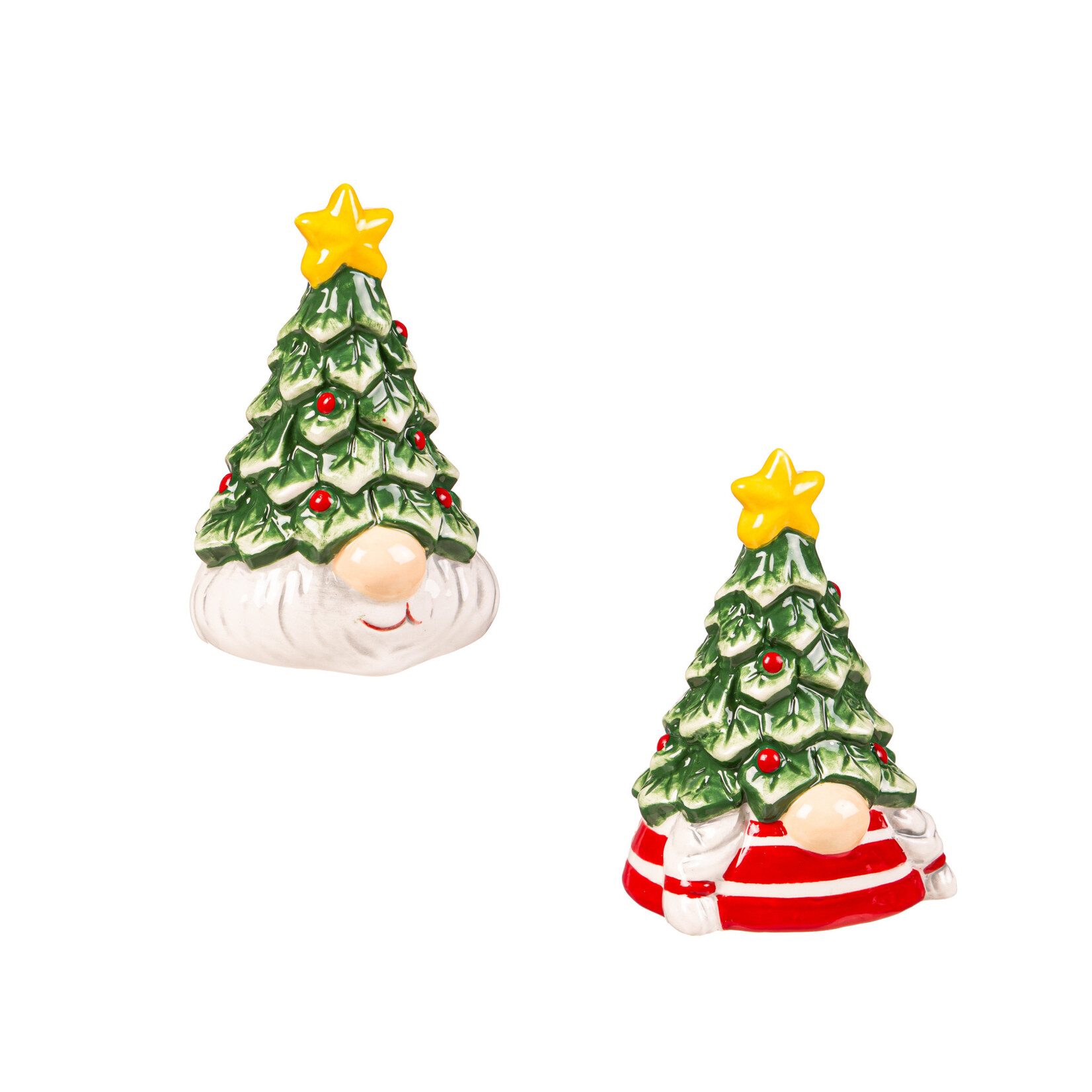 Ceramic Salt and Pepper Set, Christmas Tree Gnome