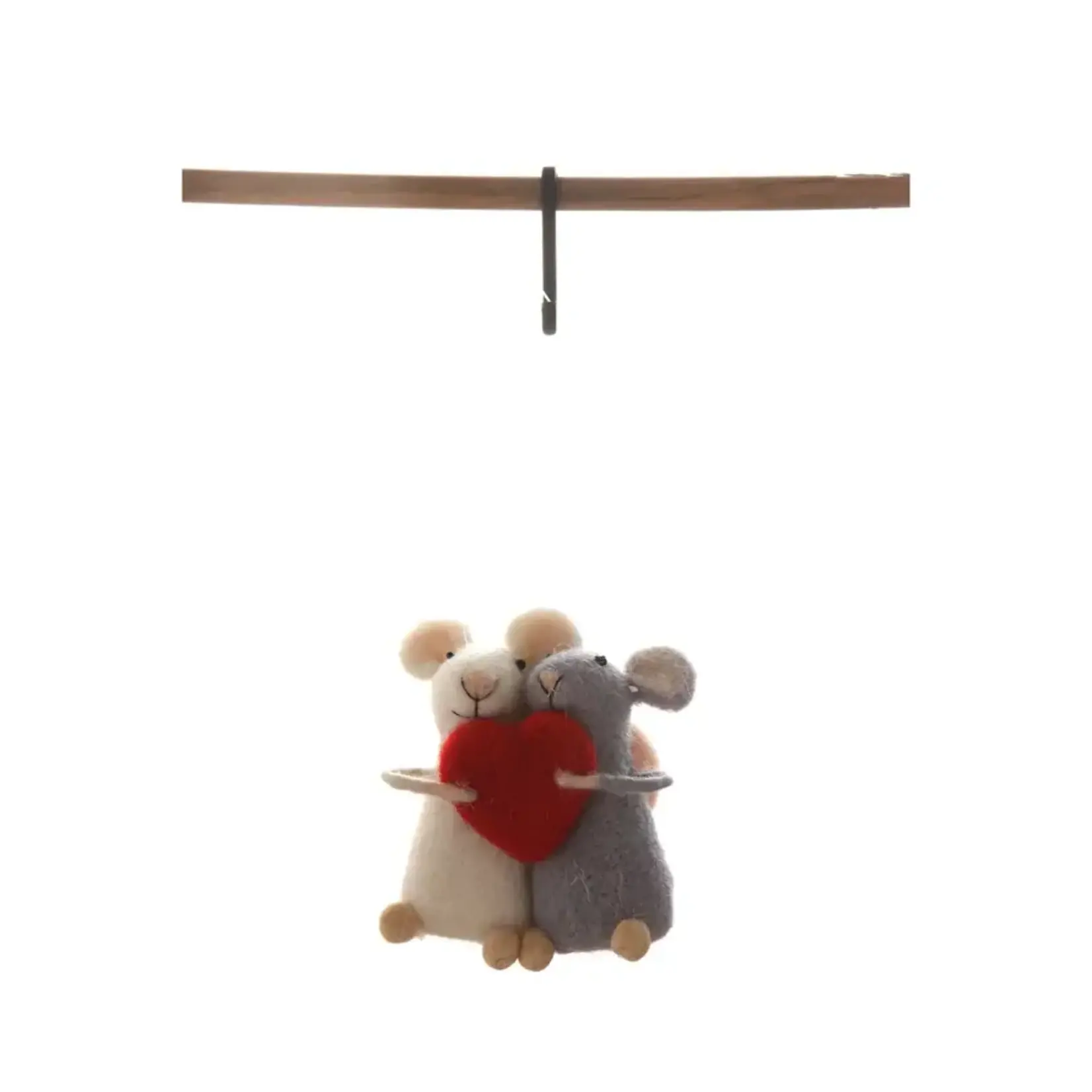 Wool Felt Mouse With Heart Ornament