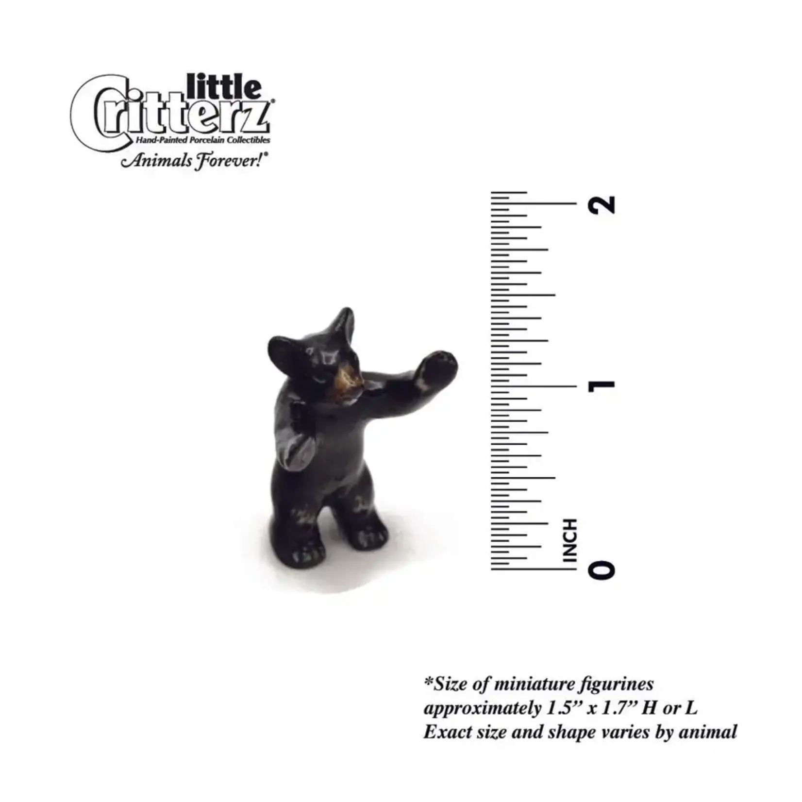 Little Critterz Bear - Black Bear Cub "Little John" - miniature porcelain figurine