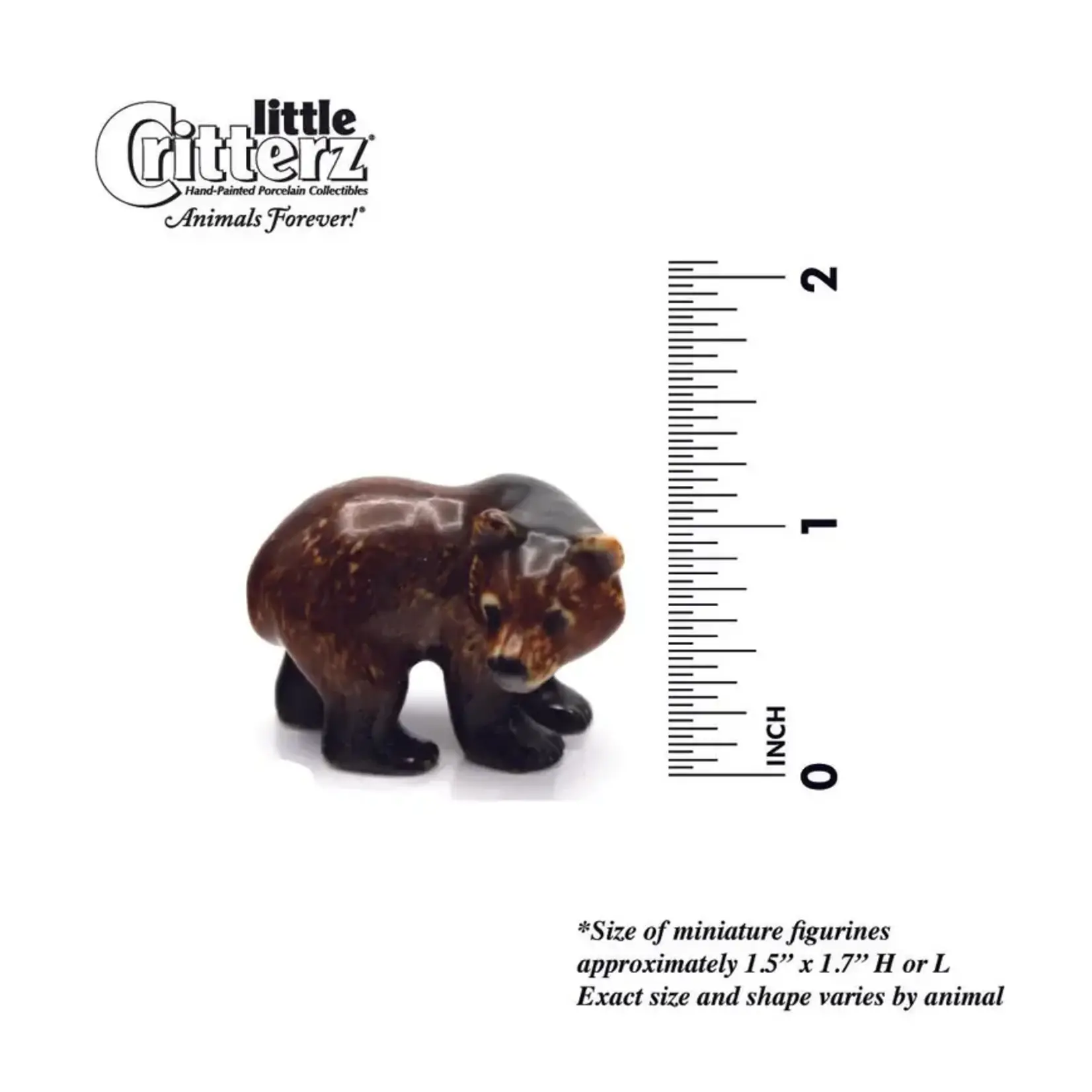 Little Critterz Bear - Grizzly Bear Cub "Yukon" - miniature porcelain figurine