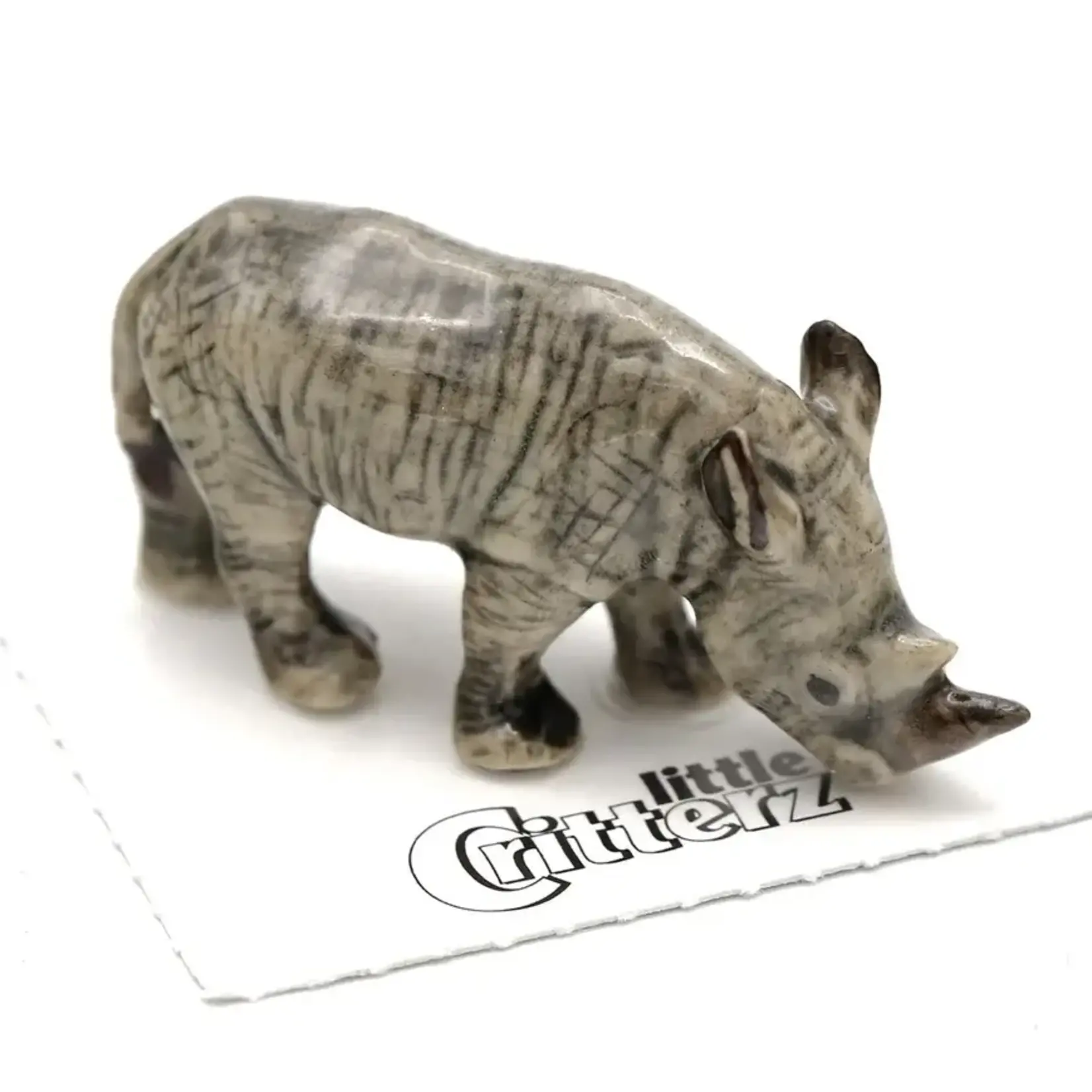 Little Critterz Rhino - White Rhino "Zulu" - miniature porcelain figurine