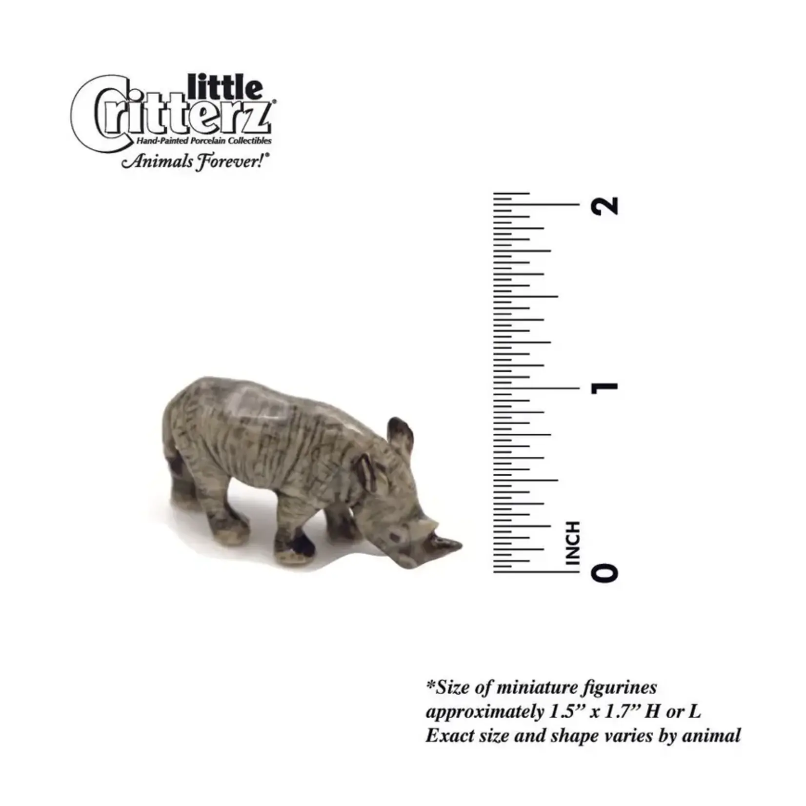 Little Critterz Rhino - White Rhino "Zulu" - miniature porcelain figurine