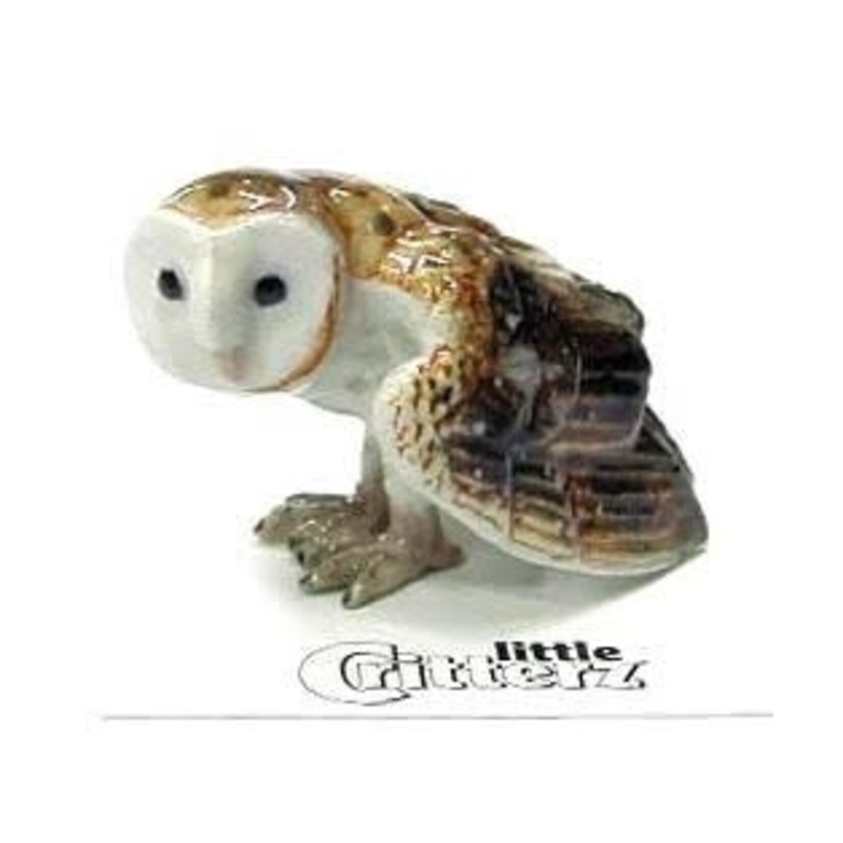 Little Critterz Owl - Barn Owl "Paleface" - miniature porcelain figurine