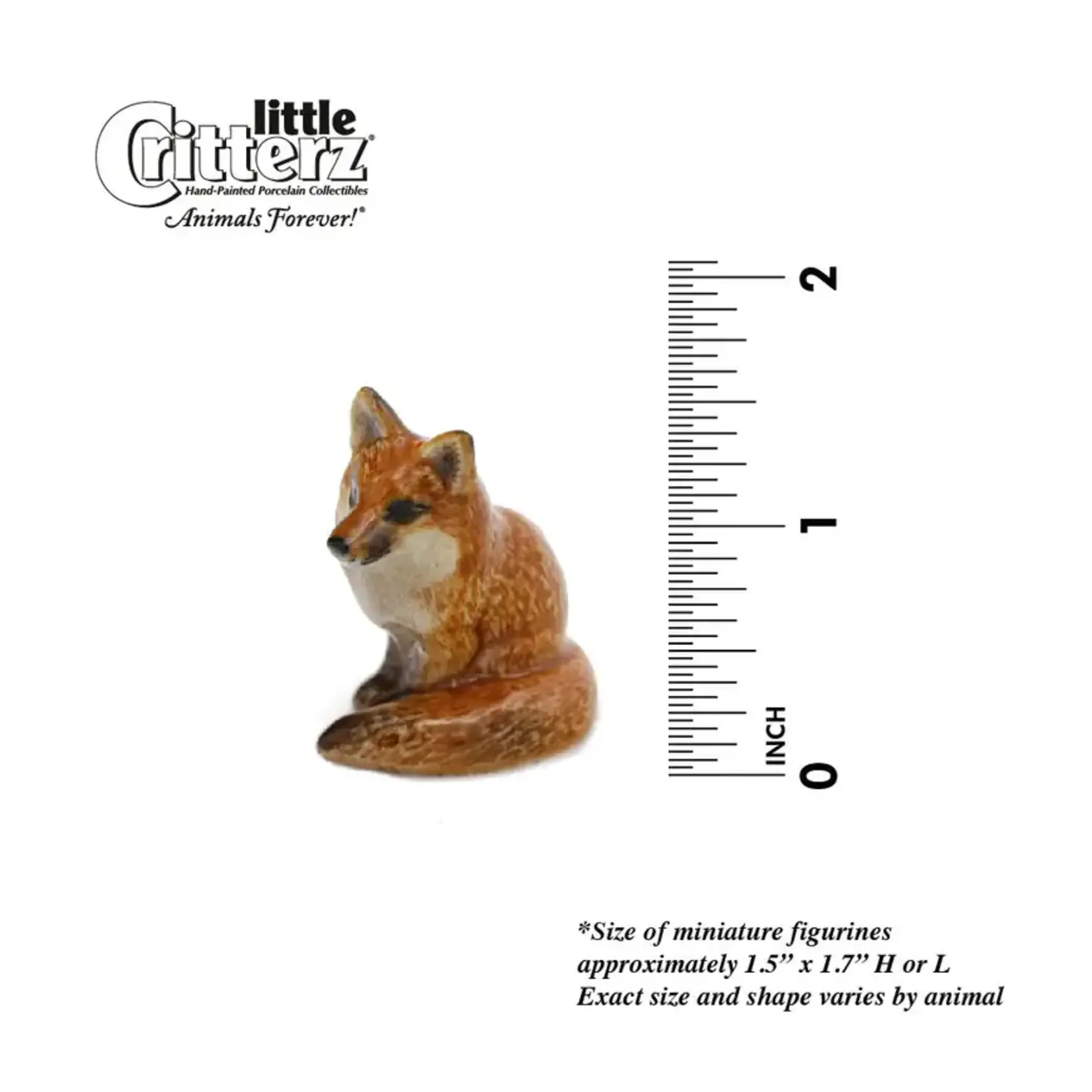 Little Critterz Red Fox Figurine "Brush" - miniature porcelain figurine