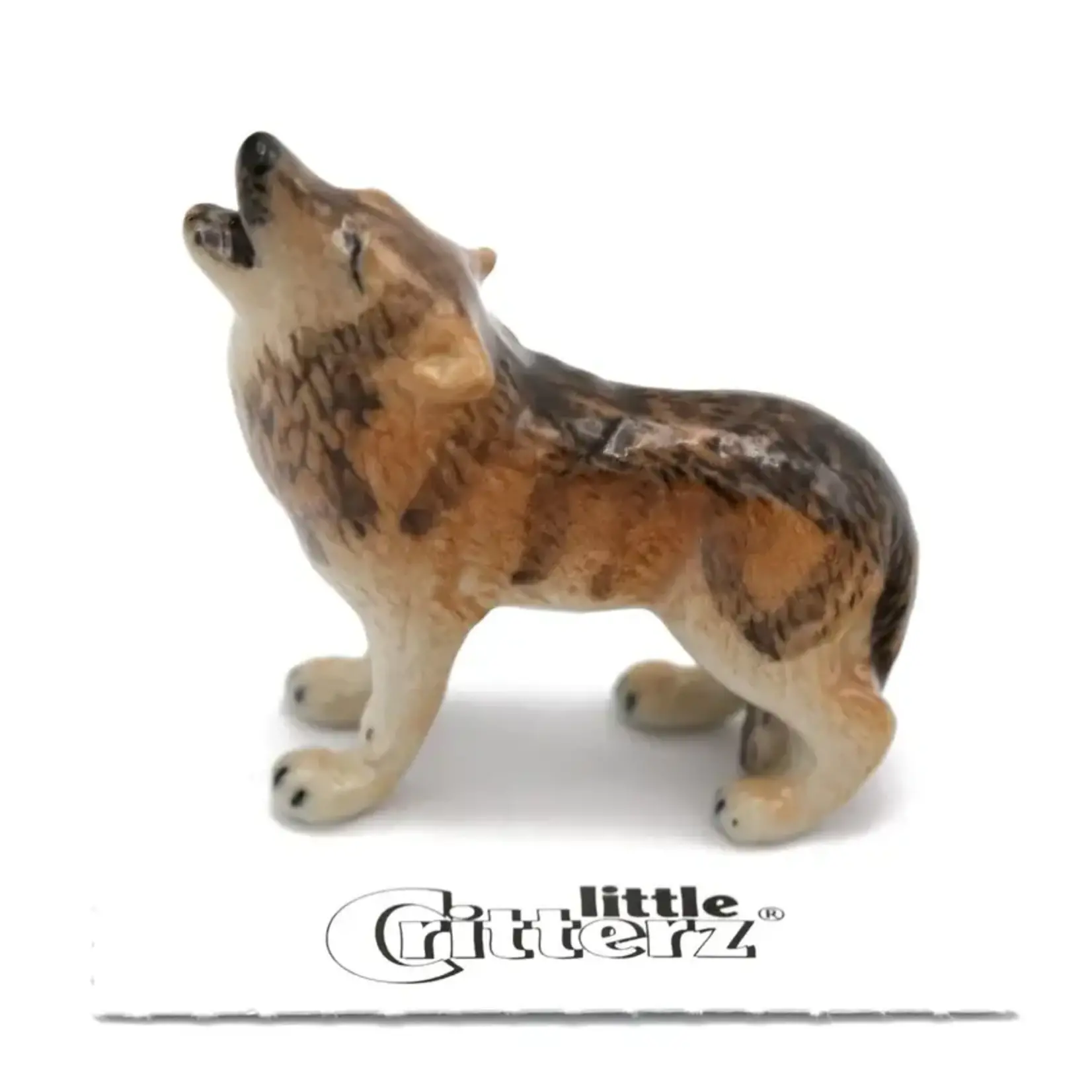 Little Critterz Wolf - Howling Wolf "Lobo" - miniature porcelain figurine