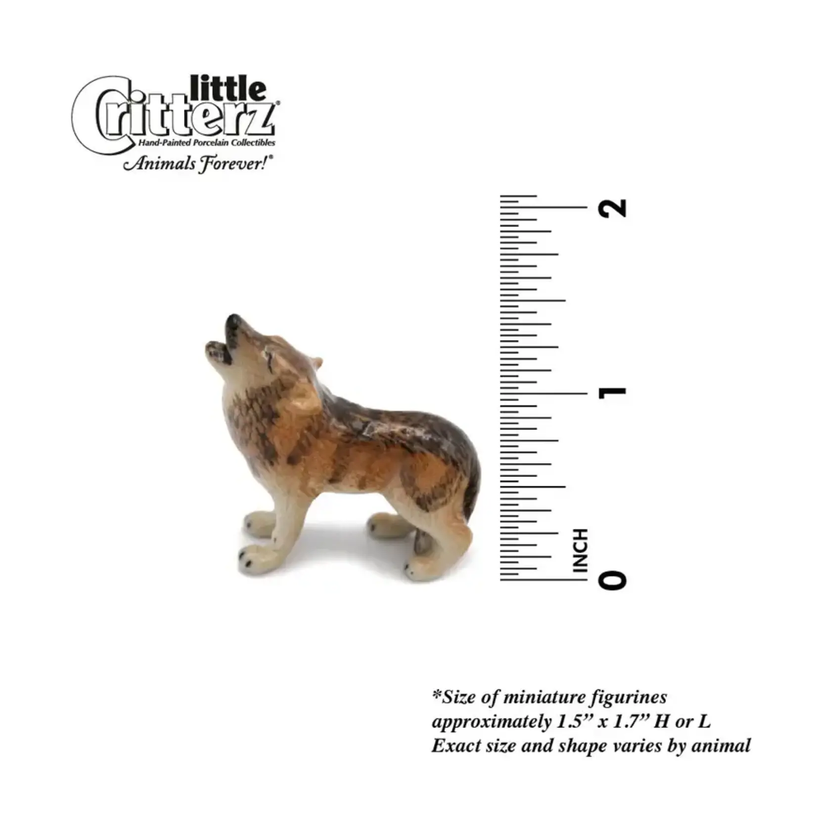 Little Critterz Wolf - Howling Wolf "Lobo" - miniature porcelain figurine