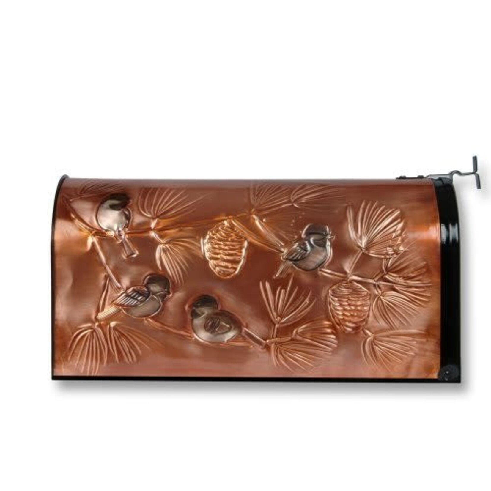 Copper Mailbox Round. Chickadees