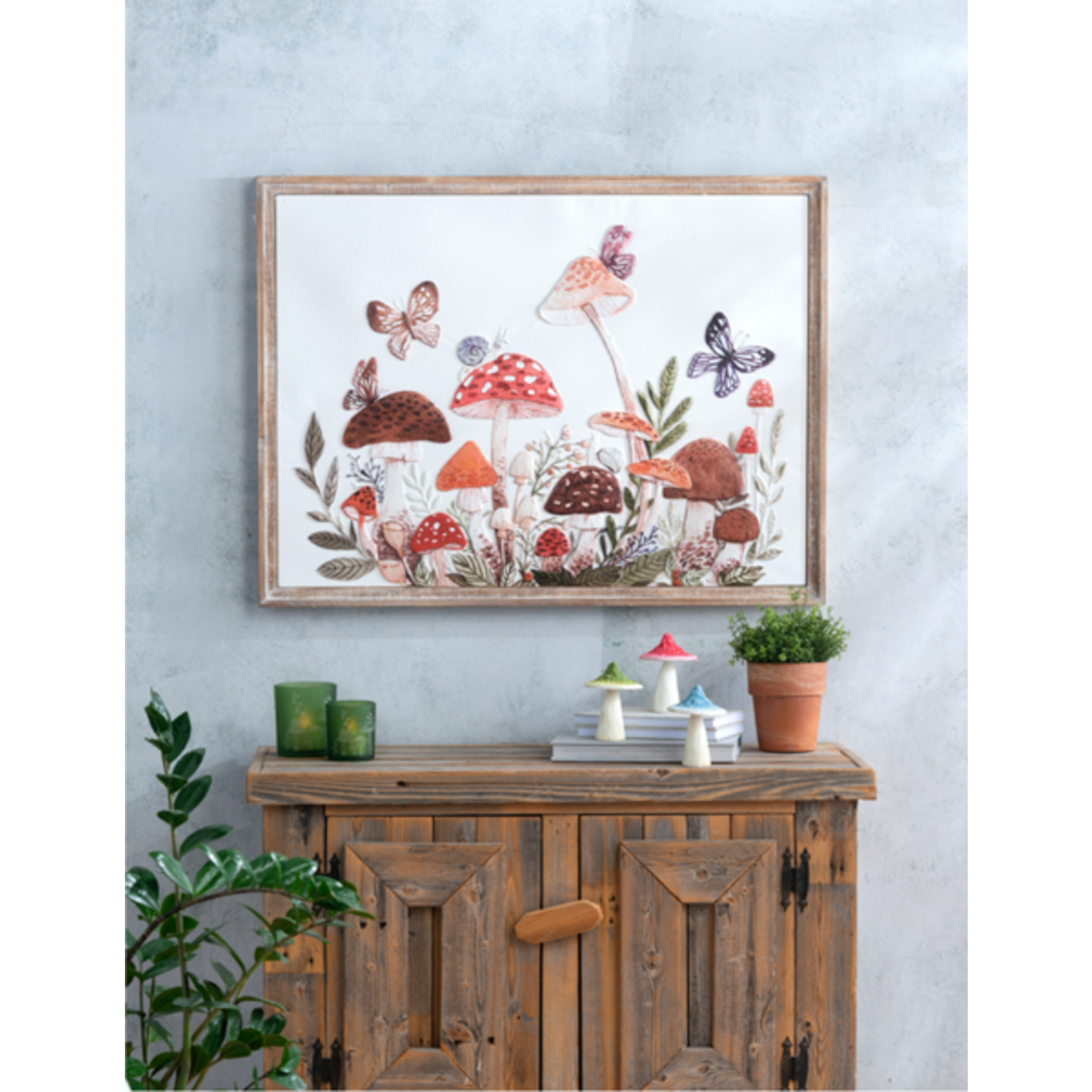 Framed Embossed Mushroom Wall  Decor