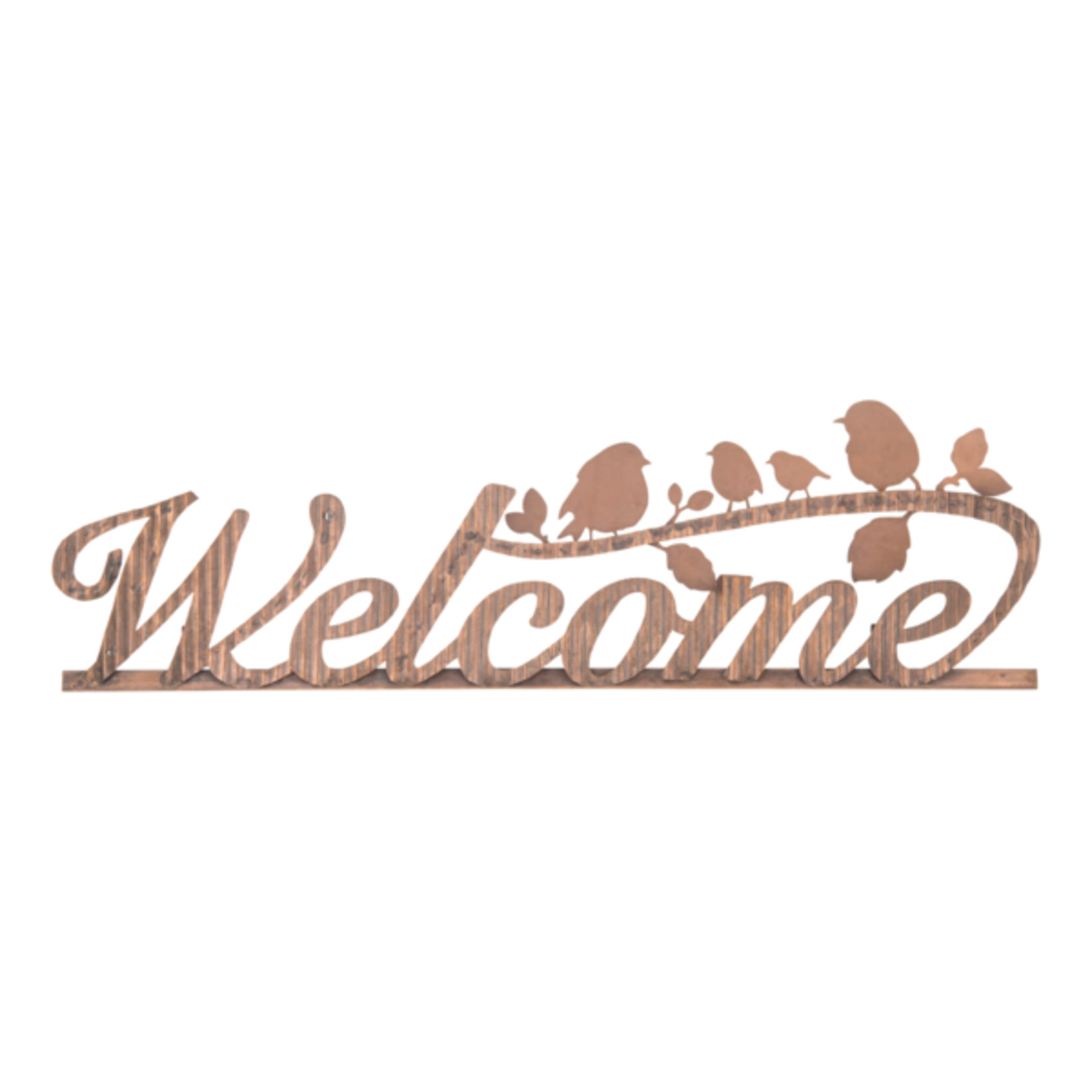 Copper Finish Welcome with Birds Wall Decor