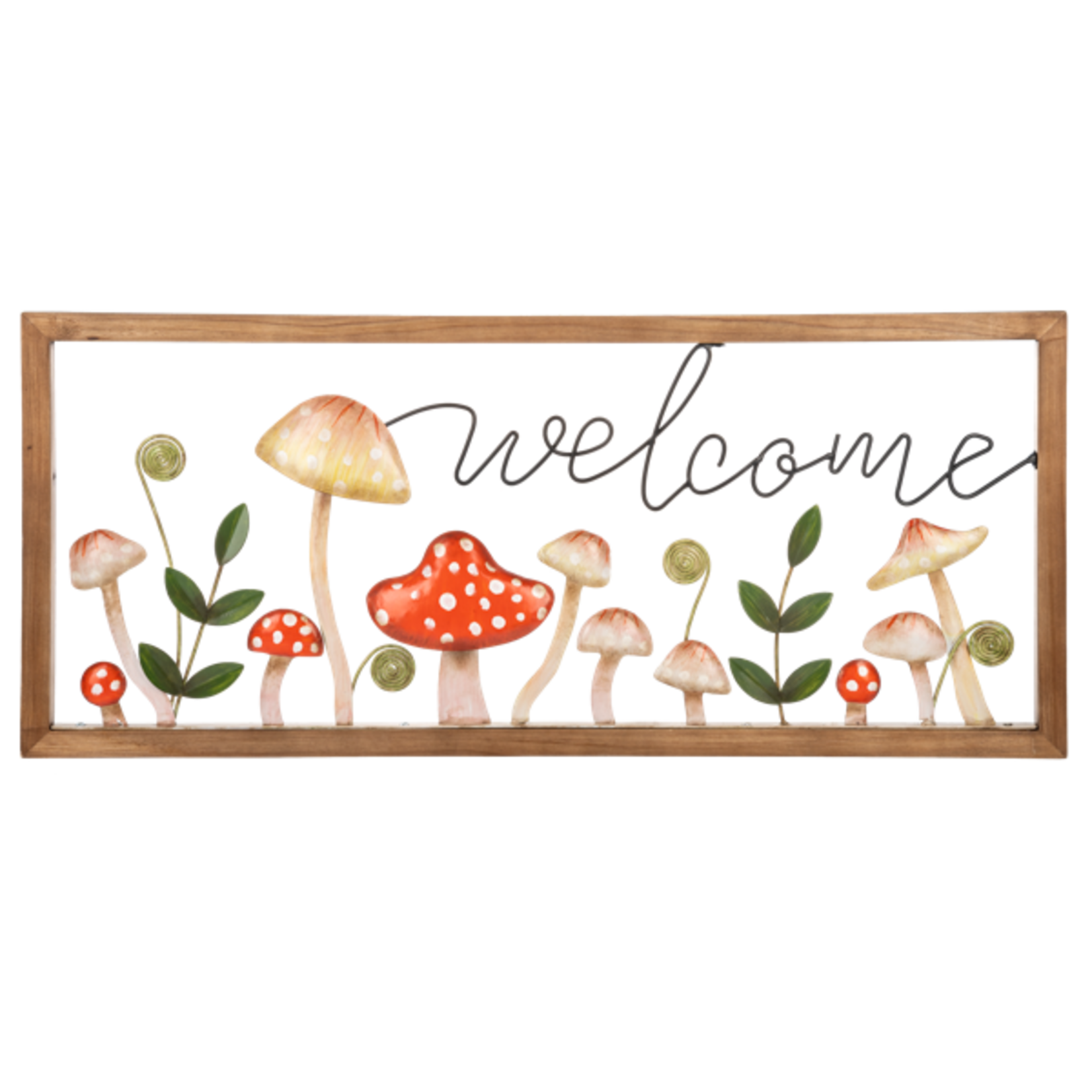 Welcome with Layered Mushroom Wall Decor