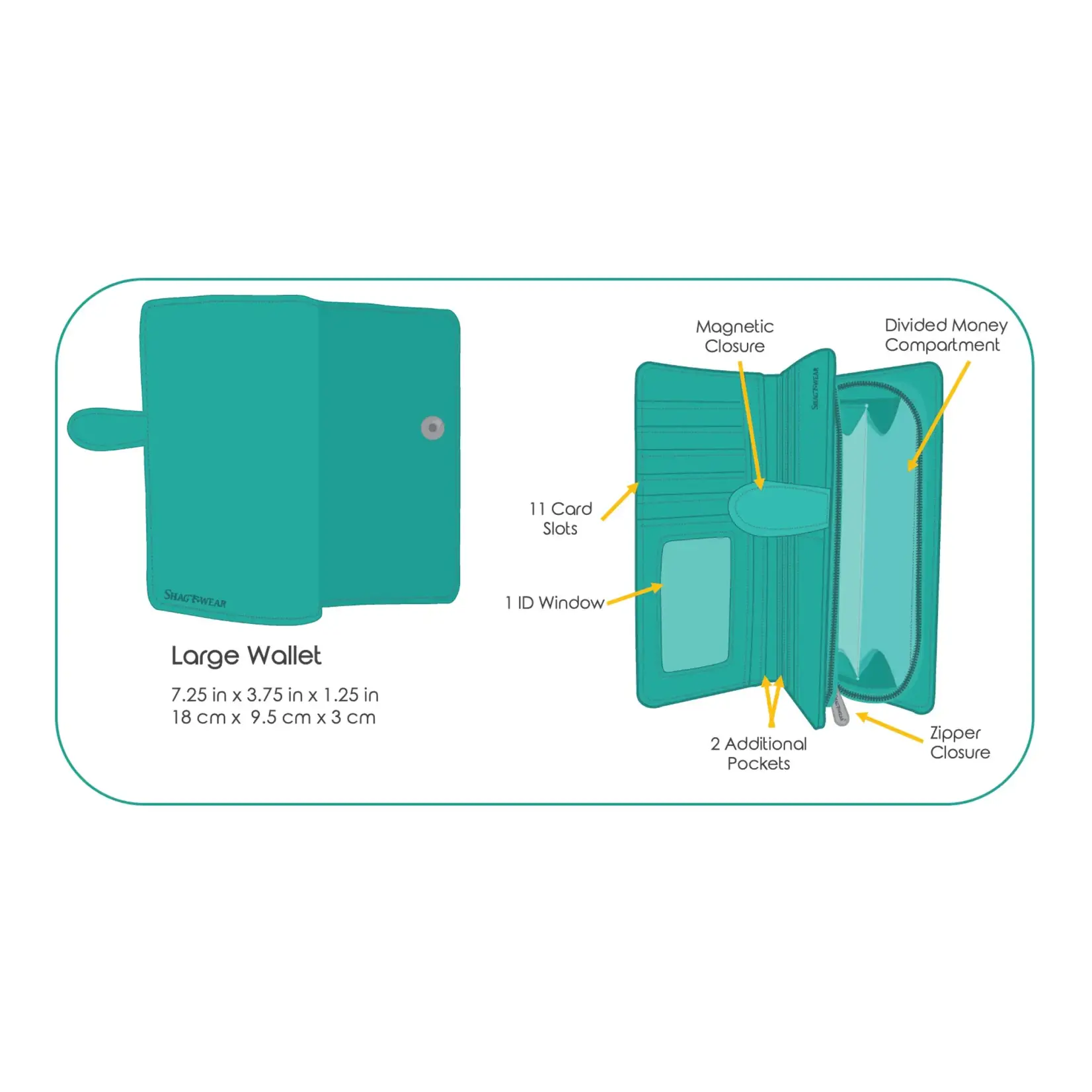 Giraffe Tower Large  Wallet  /Black/ With Zipper