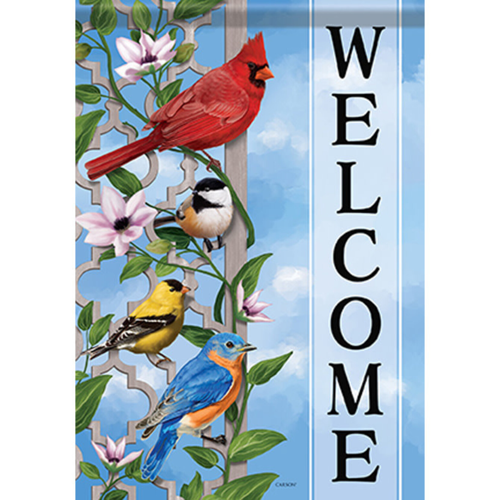 "Trellis Songbirds" Shimmer Garden Flag