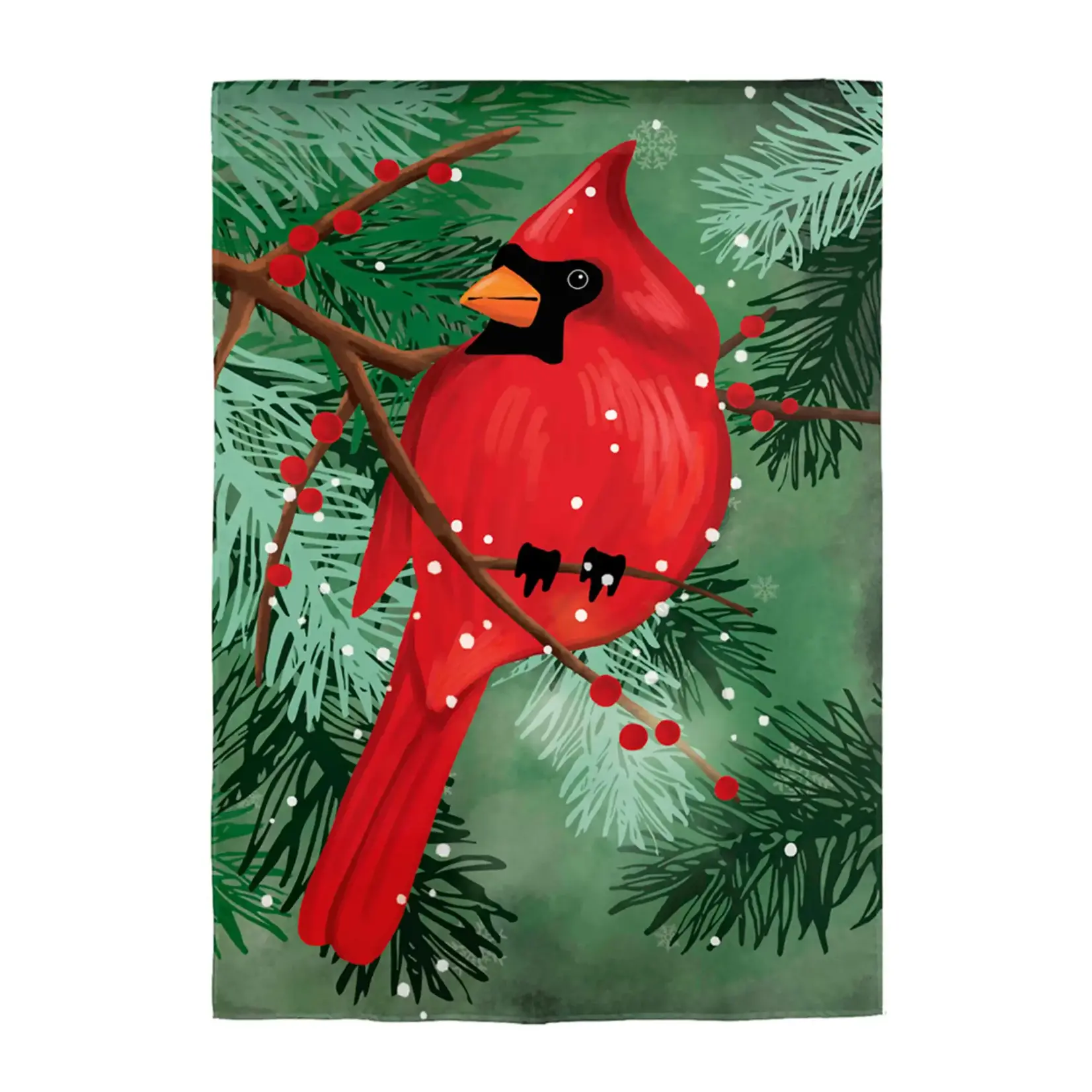 Cardinal in Pines Applique House Flag
