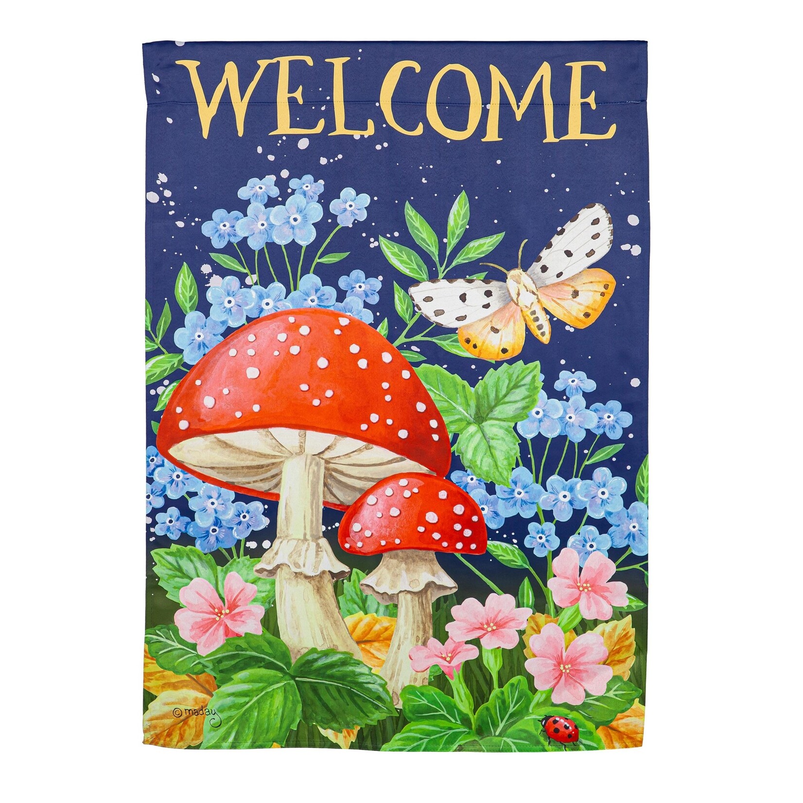 Welcome Mushroom - Suede House Flag