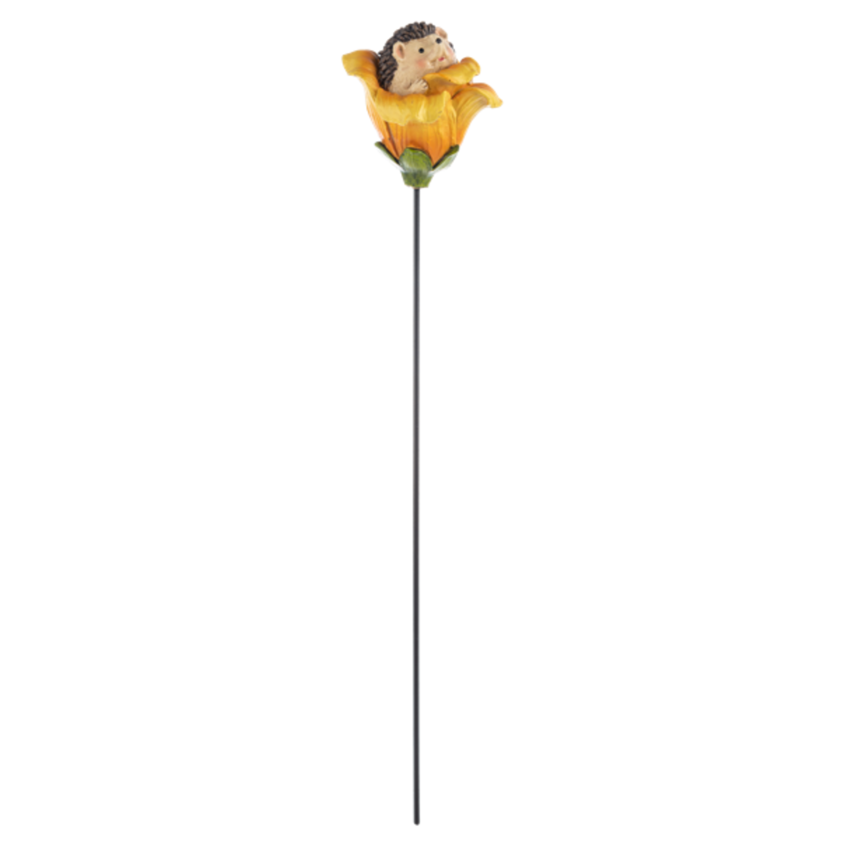 Hedgehog On Flower Plant Pick - Yellow