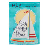 "Welcome To Our Happy" Place Suede Garden Flag