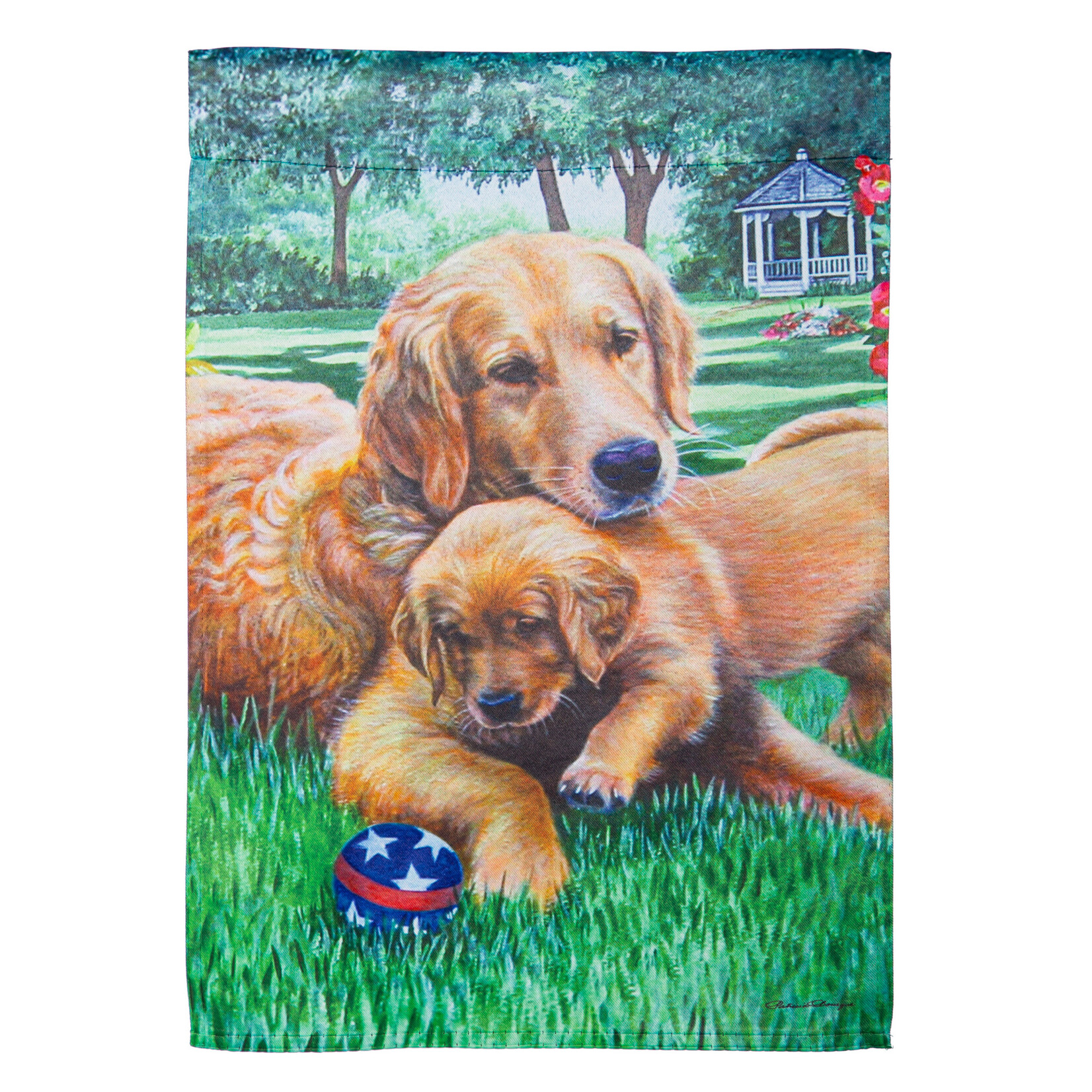 Mom and Pup - Suede Garden Flag