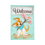 "Welcome" Pup Applique Garden Flag