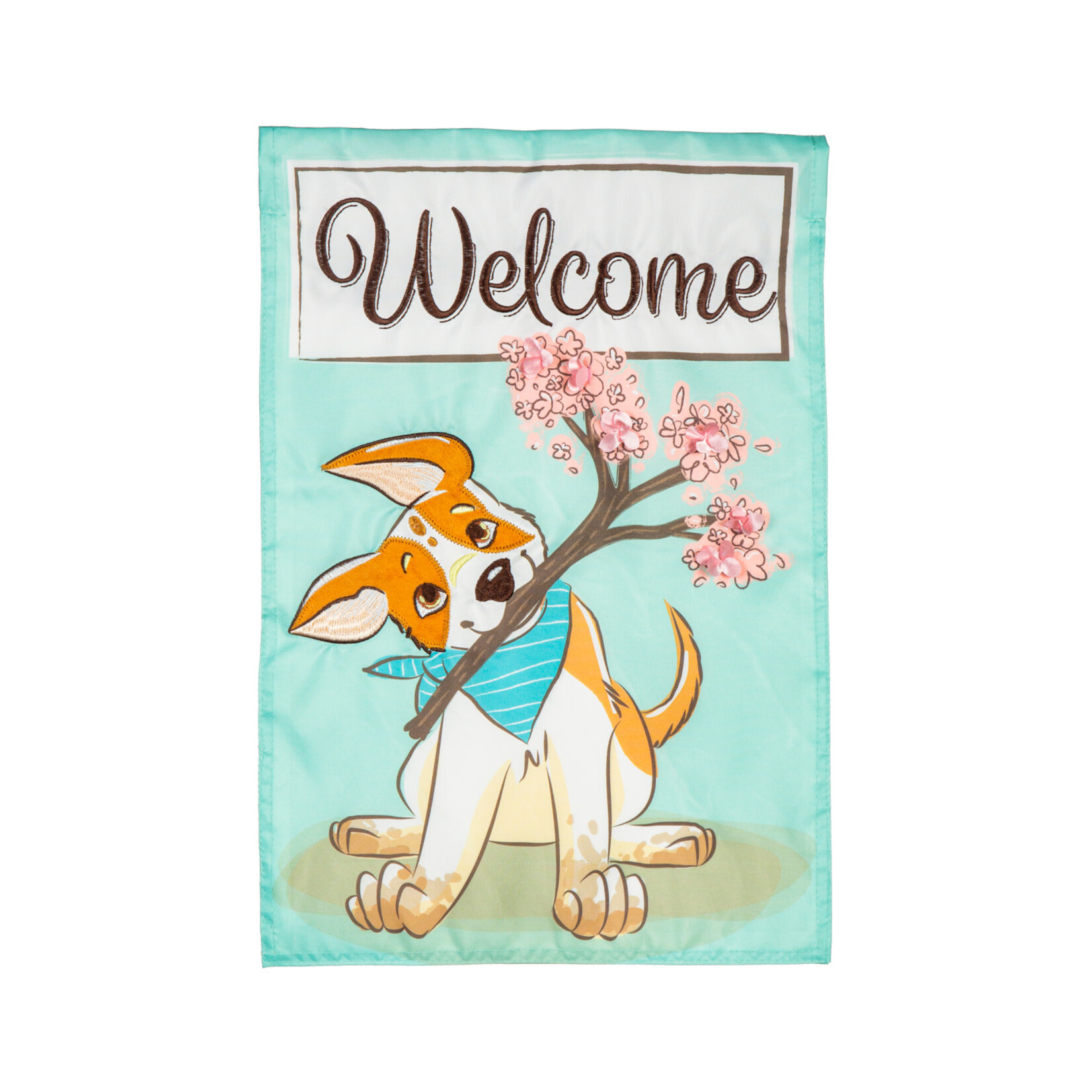 "Welcome" Pup Applique Garden Flag
