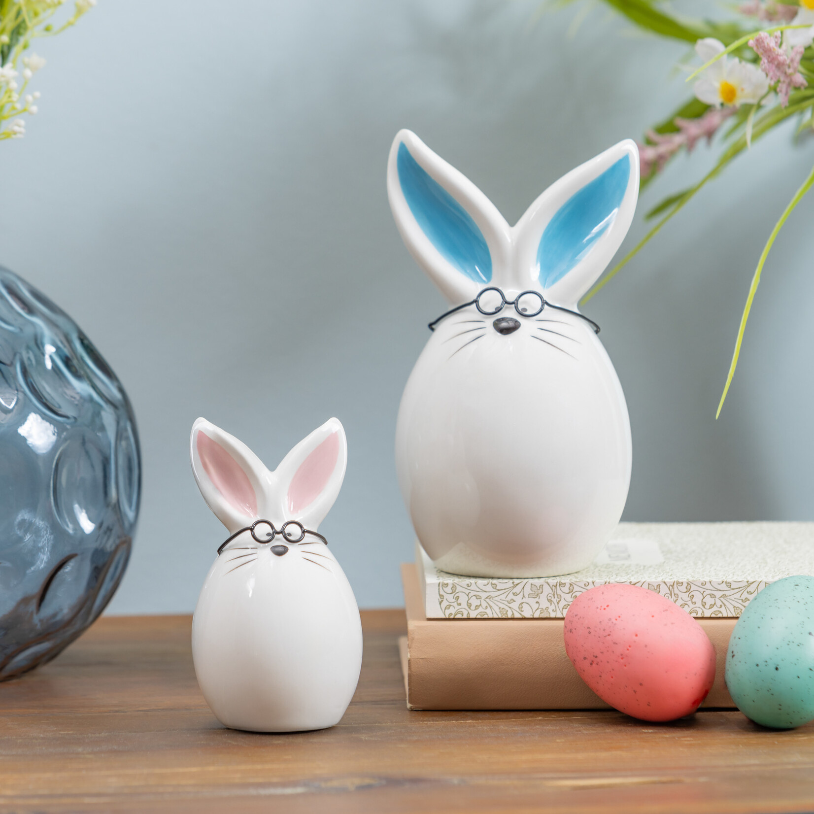 Bunny With Glasses Ceramic Figure - Large
