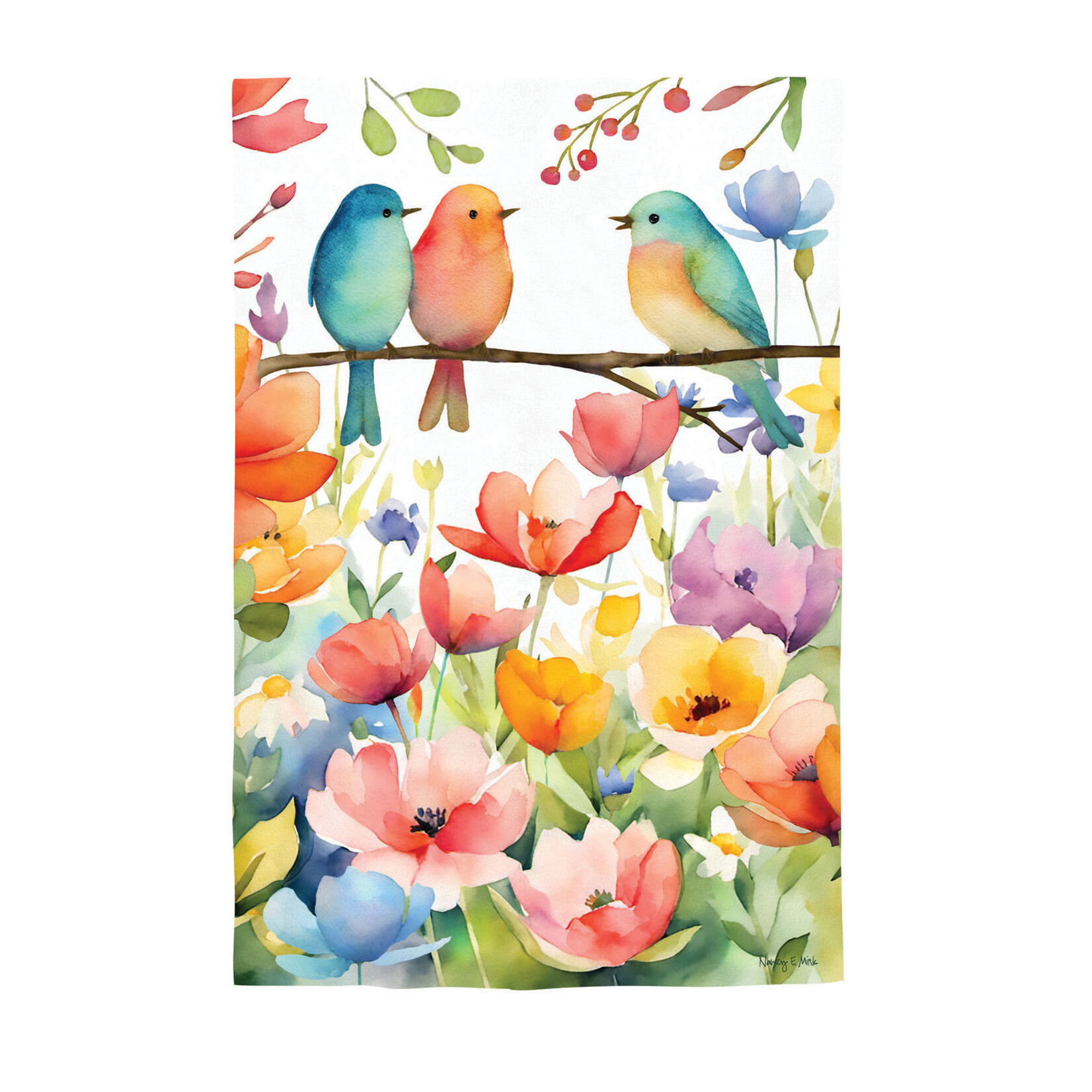 Bird Talk - Burlap Garden Flag