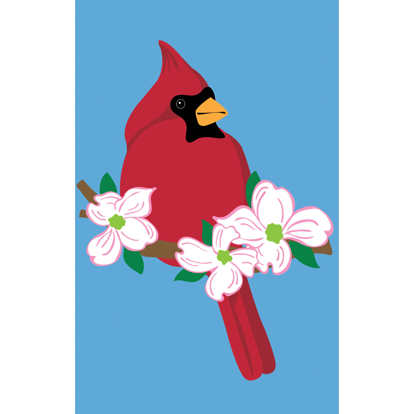 Cardinal With Dogwood - Applique House Flag