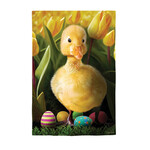 Duckling and Tulips - Luster Garden Flag