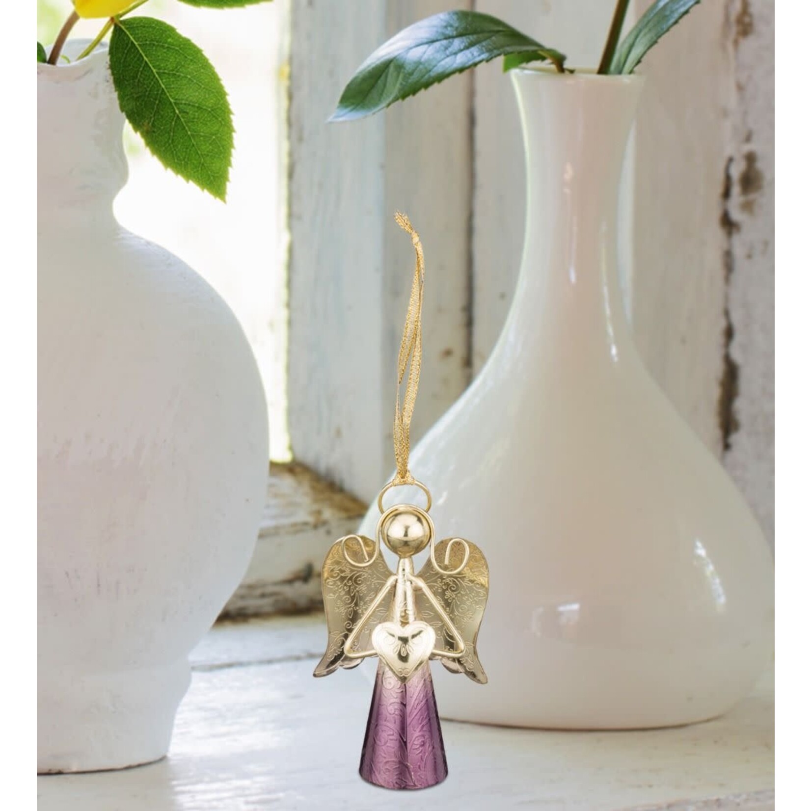 Regal Art & Gift Gold Angel Bell Purple 4"