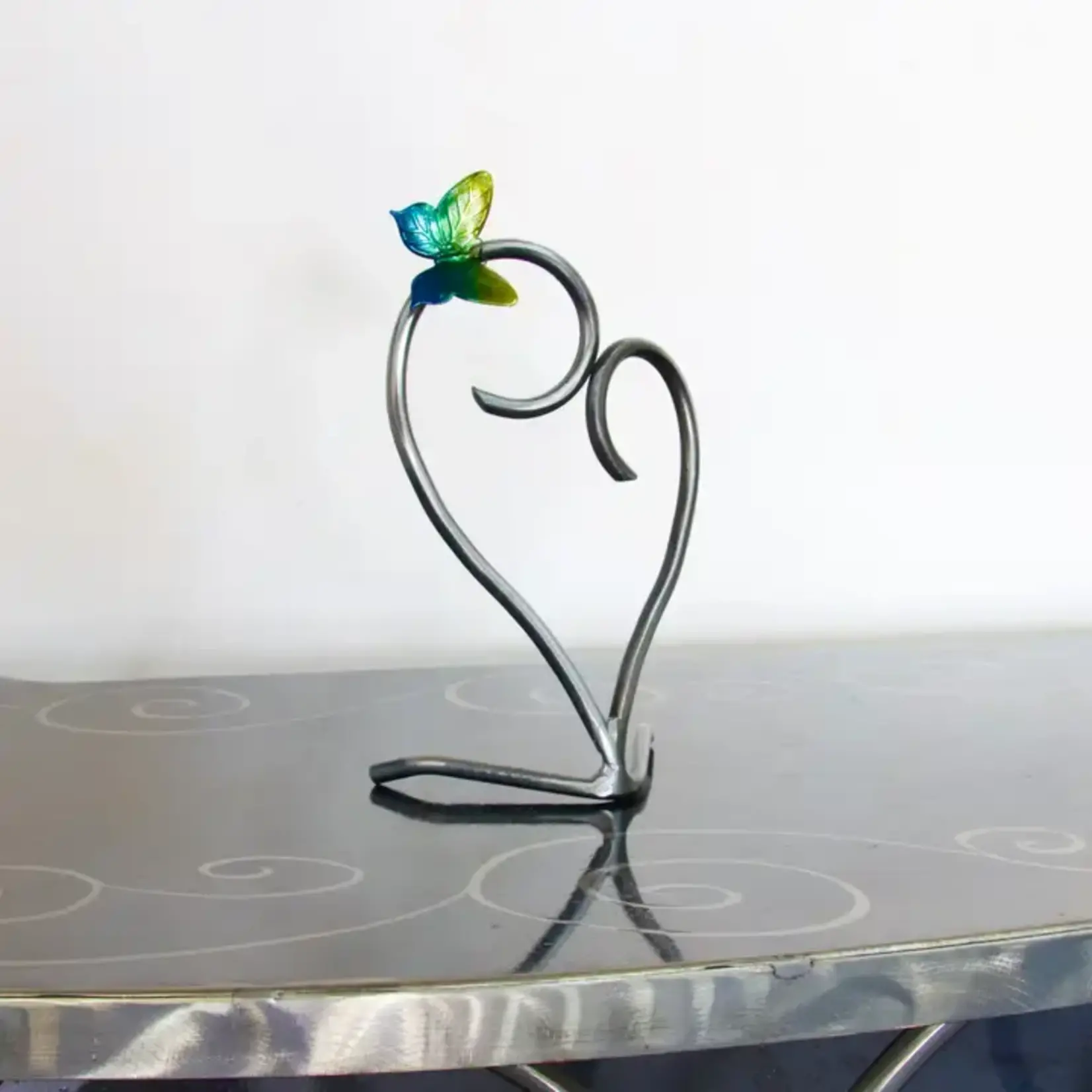 iron chinchilla Heart and Butterfly 10" Desk Blue-Green