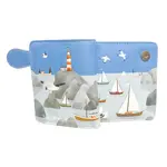 Sailboat Marina Small Wallet /Lt. Teal / With Zipper
