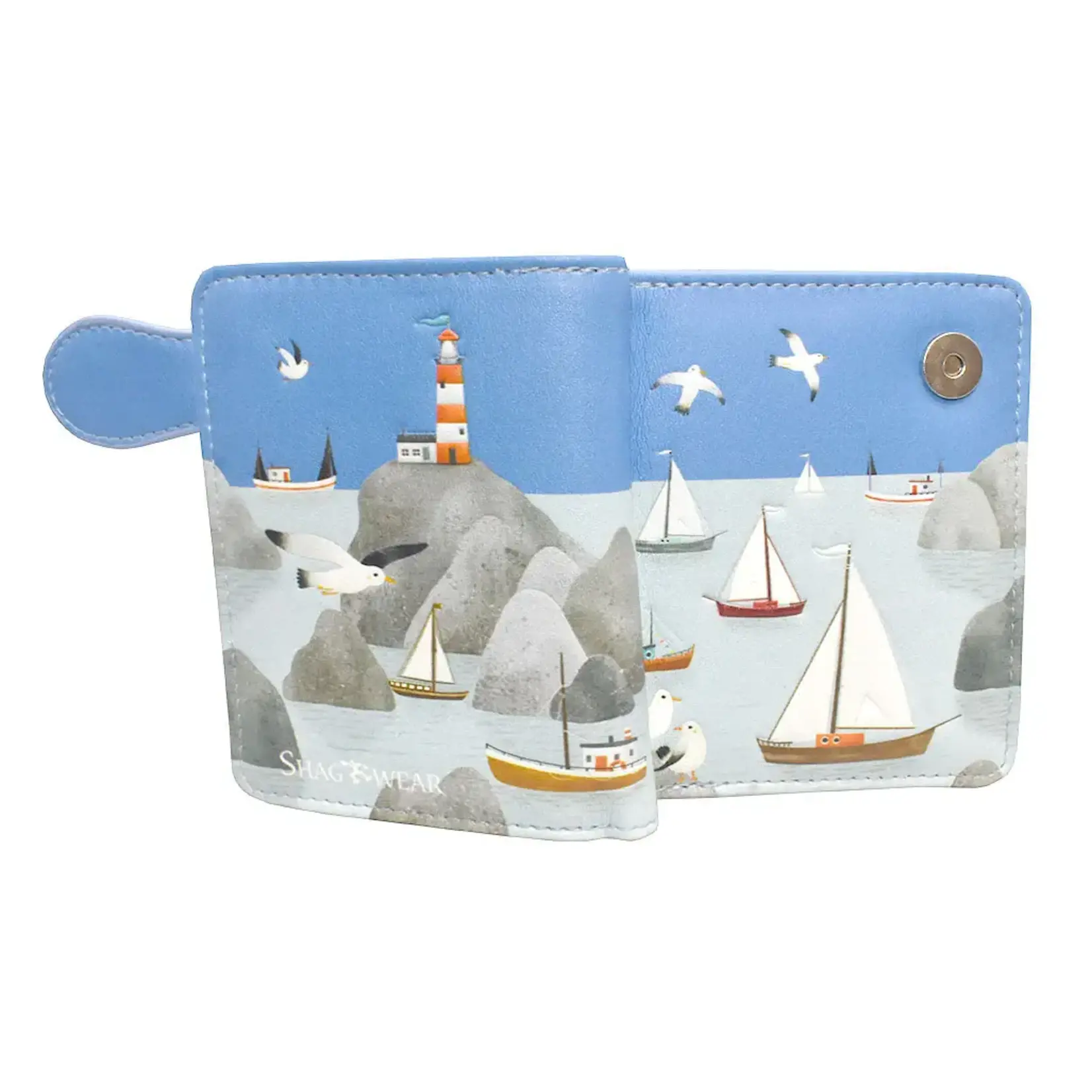 Sailboat Marina Small Wallet /Lt. Teal / With Zipper
