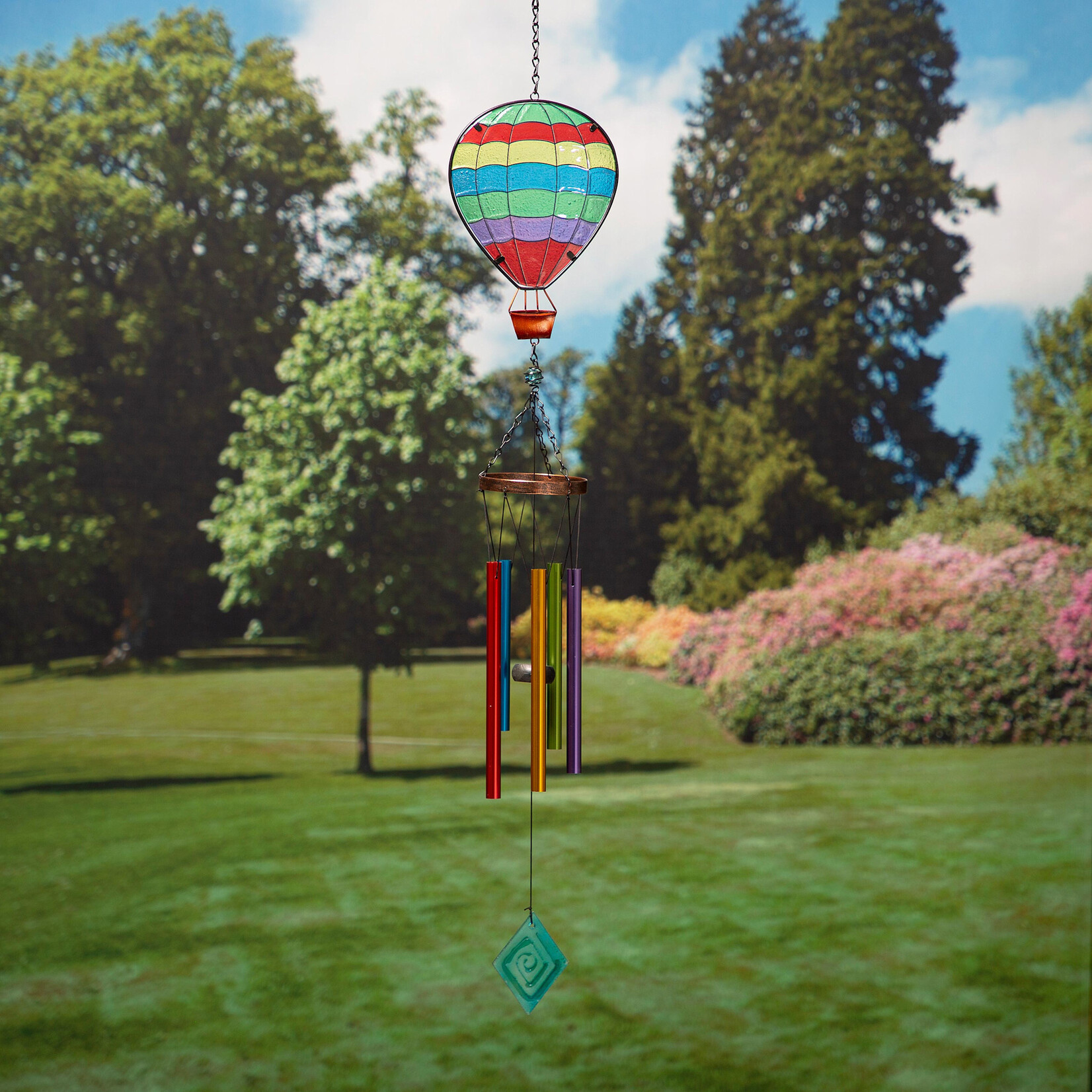 Stained Glass Hot Air Balloon Chime - Multi-Colored