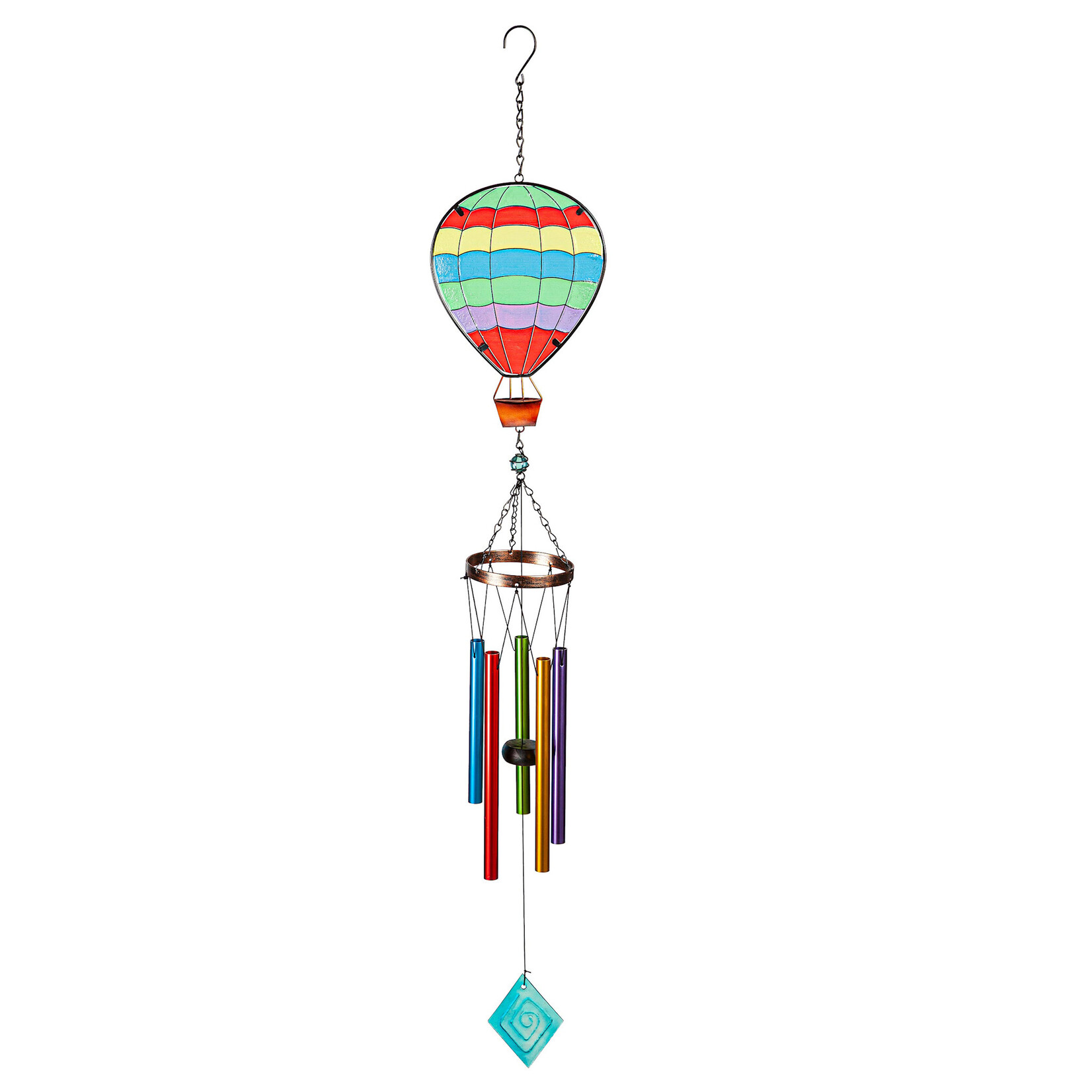Stained Glass Hot Air Balloon Chime - Multi-Colored