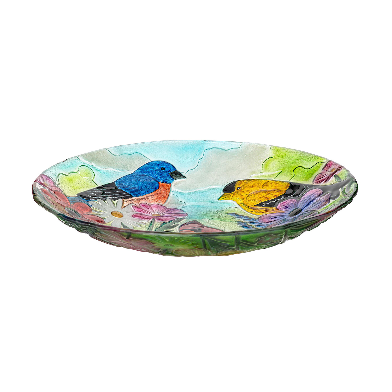 Feathered Trio - Glass Bird Bath
