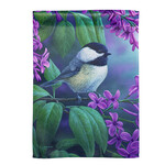 Chickadee on Lilac - Suede Garden Flag