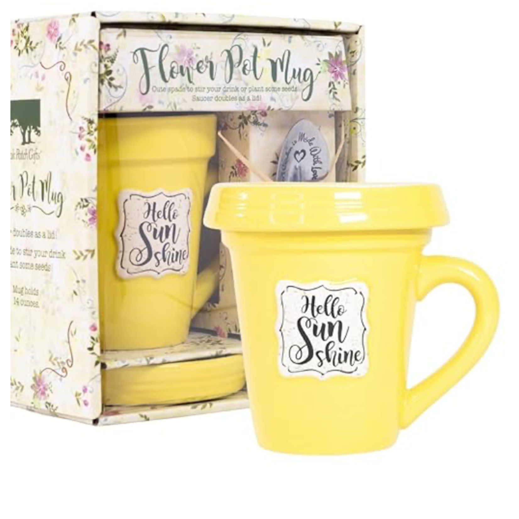 Nicole Brayden Gifts Flower Pot Mug: Yellow "Hello Sunshine"