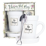 Nicole Brayden Gifts Flower Pot Mug: White "Be Unique"