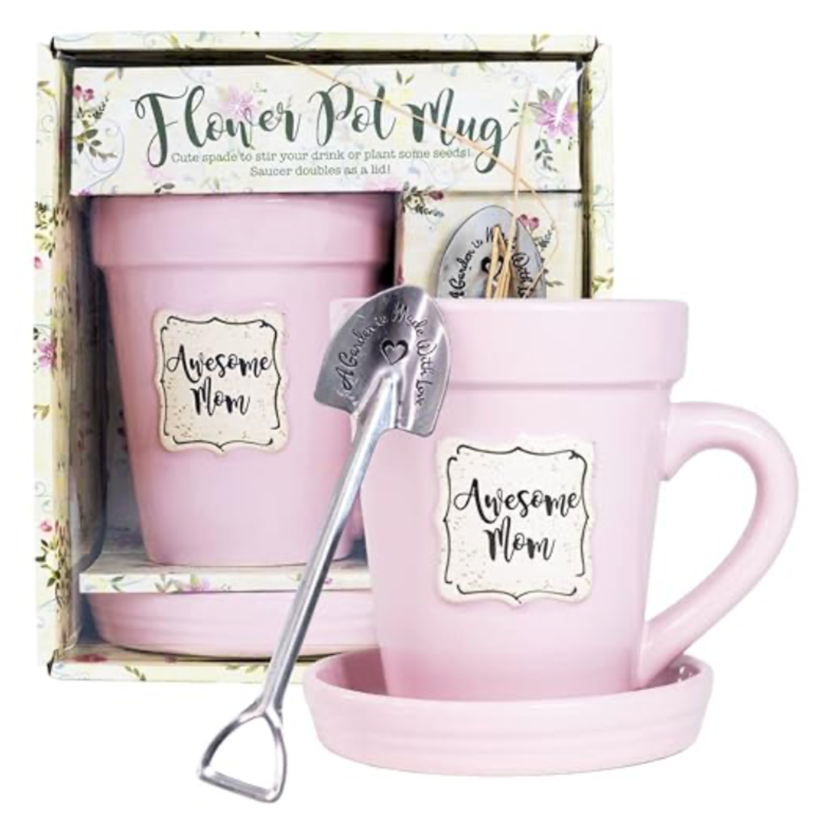 Nicole Brayden Gifts Flower Pot Mug: Pink "Awesome Mom"