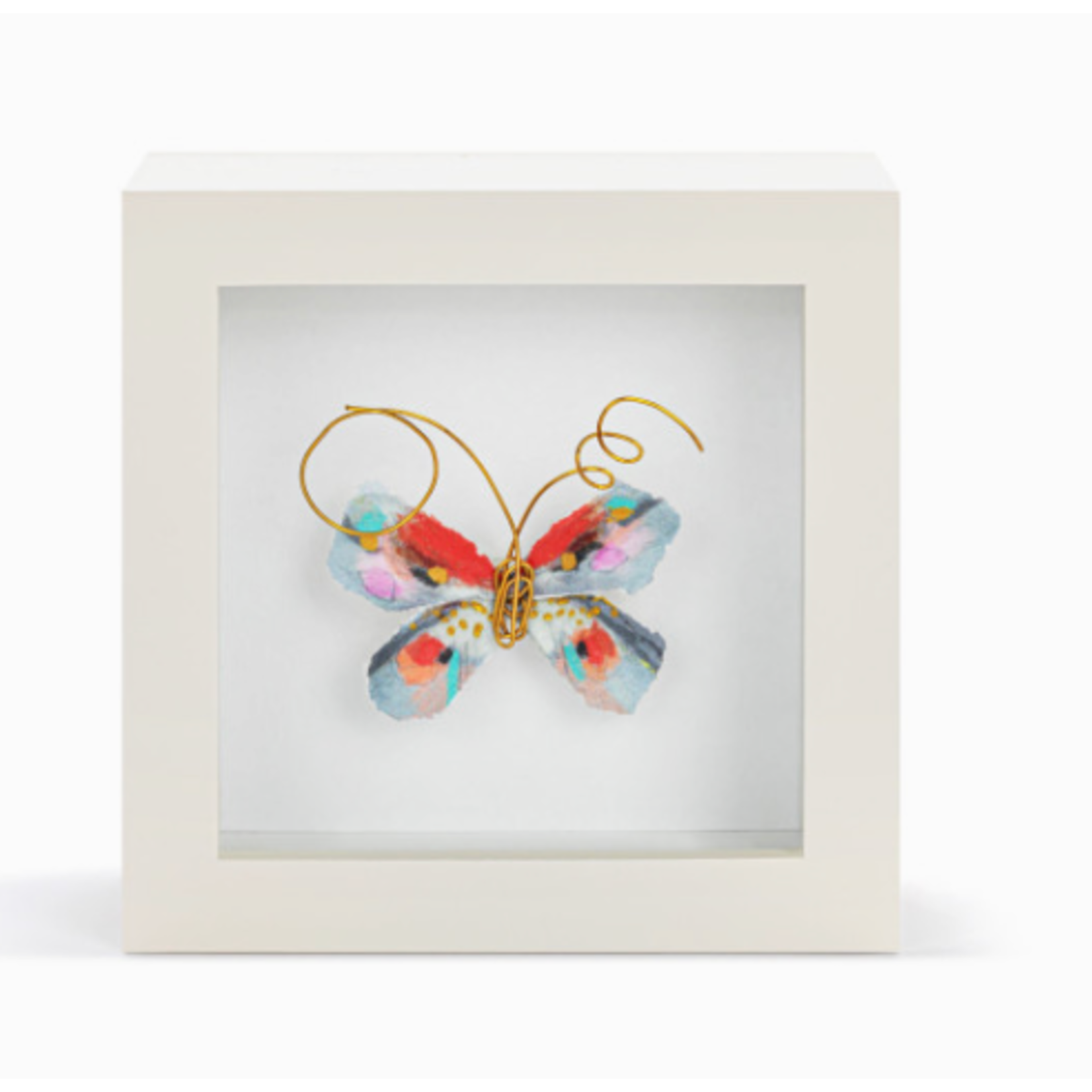 Elisabeth Hays Elisabeth Hays One of  Kind Red & Blue Multi Butterfly Shadow Box