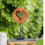 Teak Slab Stained Glass Heart