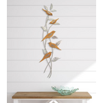T.I. Designs Teak Songbirds on Vine-Vertical-Metal Art