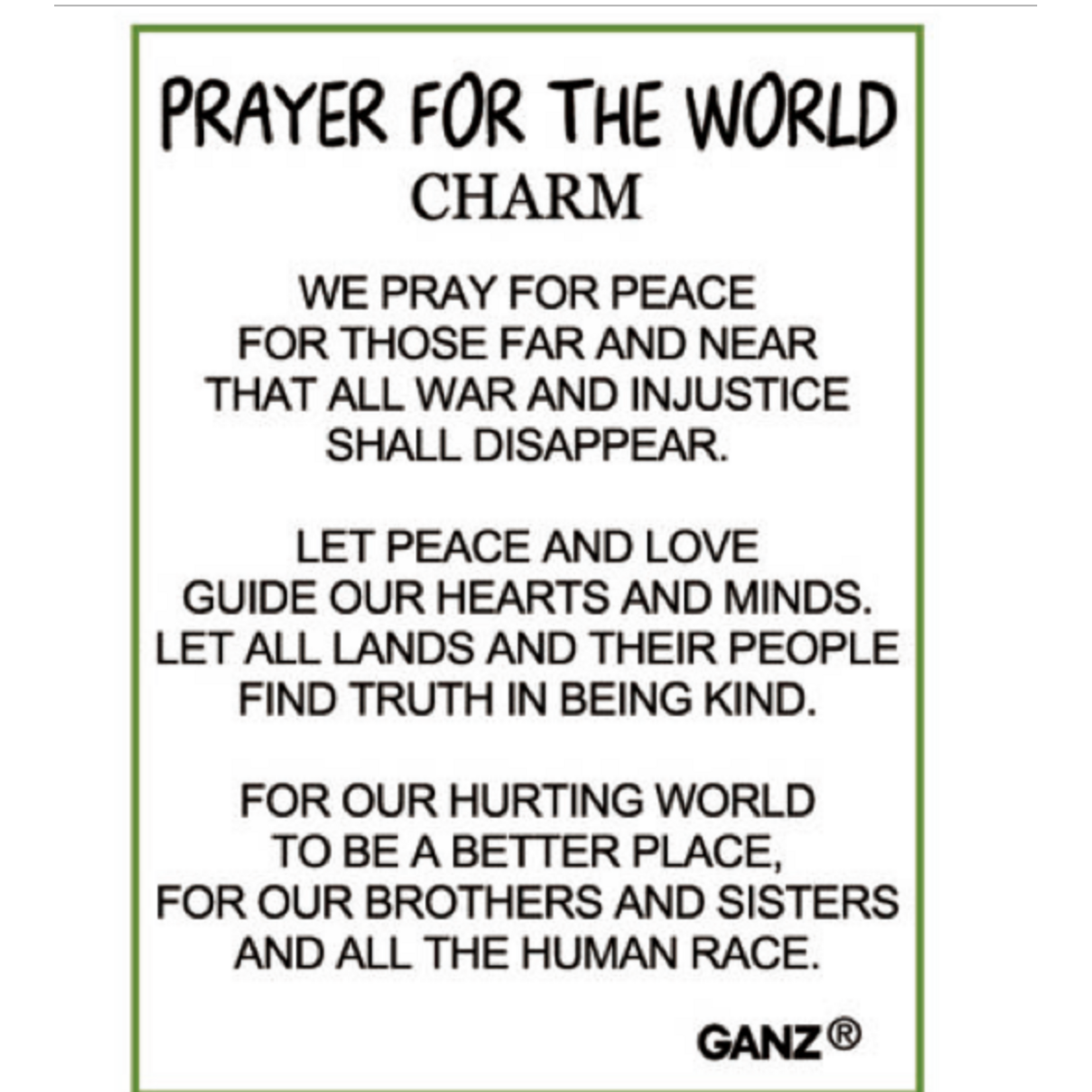 Ganz Prayer for the World Charms
