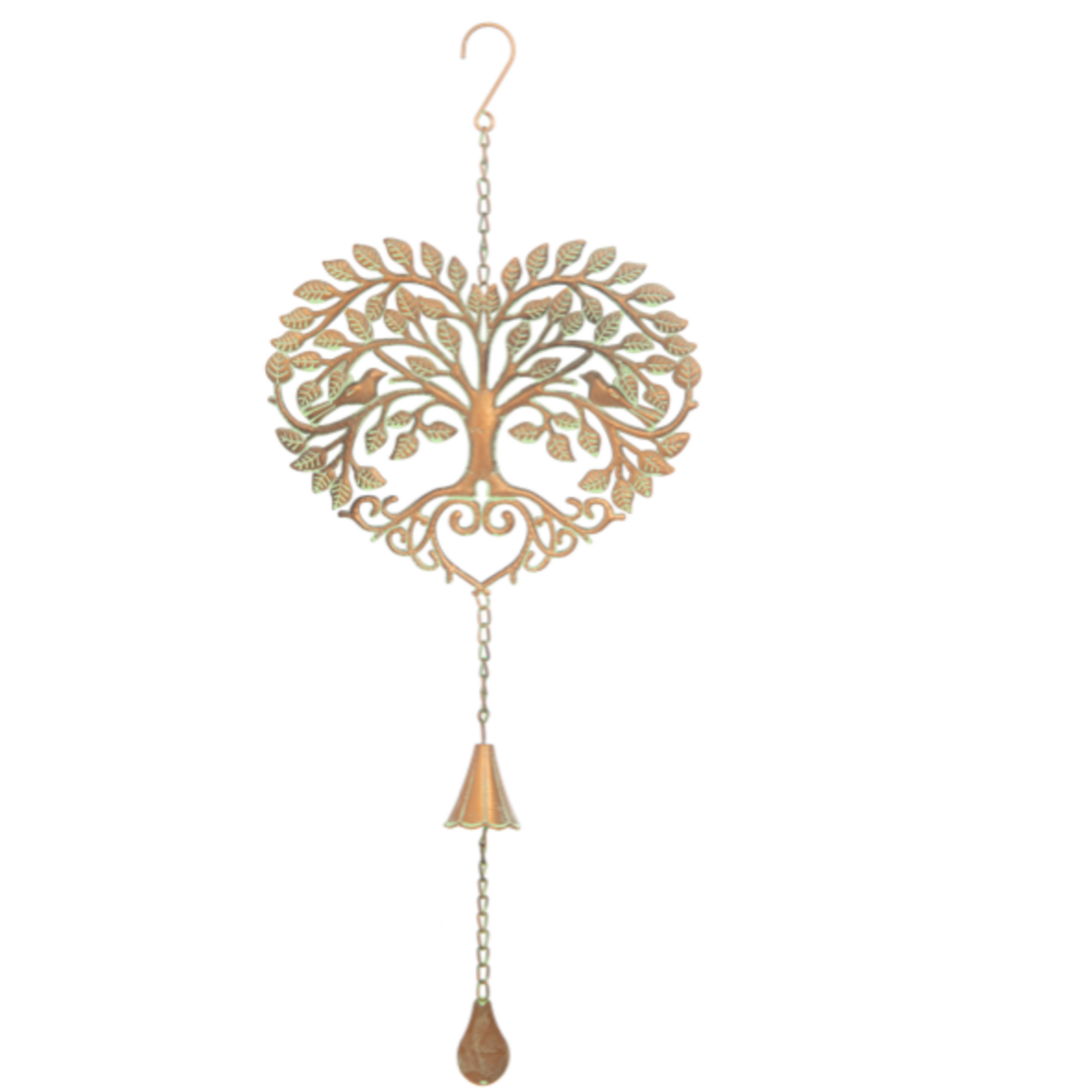 Ganz Copper Patina Tree of Life with Birds Wind Chime