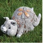PIG PEBBLE STATUE 6"H
