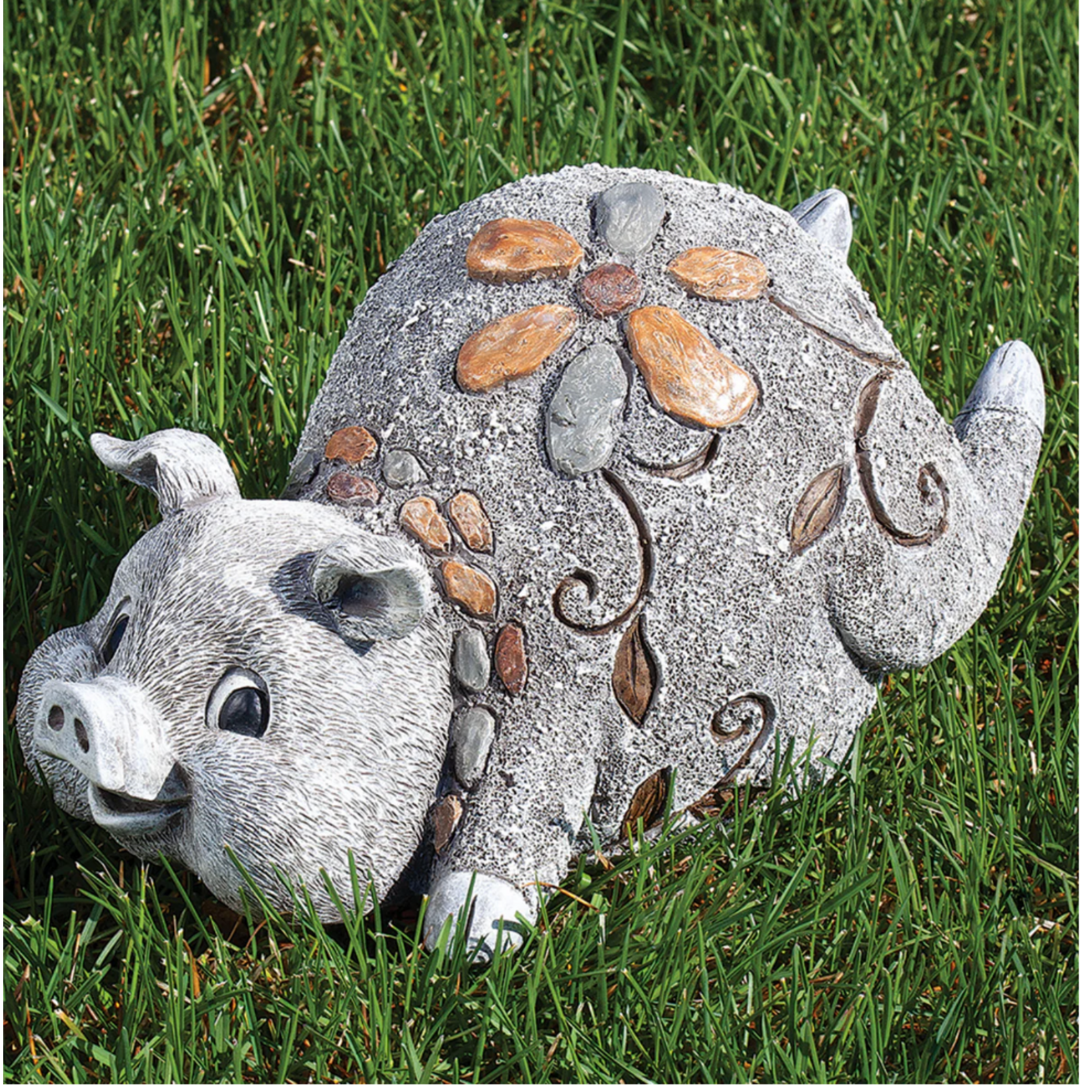 PIG PEBBLE STATUE 6"H