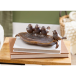 Ceramic Leaf with Birds, 11"L