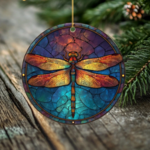 Peeping Toms Cabin Twilight Radiance Dragonfly Porcelain Ornament