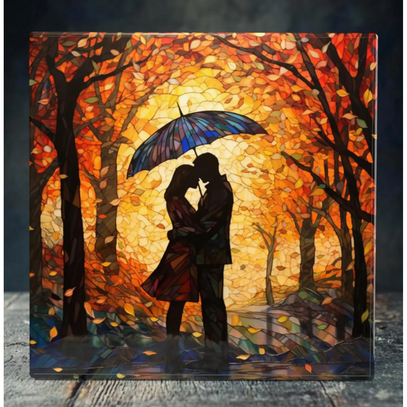 Peeping Toms Cabin Romantic Stained Glass Porcelain Tile