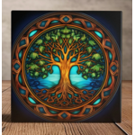 Peeping Toms Cabin Mystic Arbor Vitae: Illuminated Tree of Life Art Tile