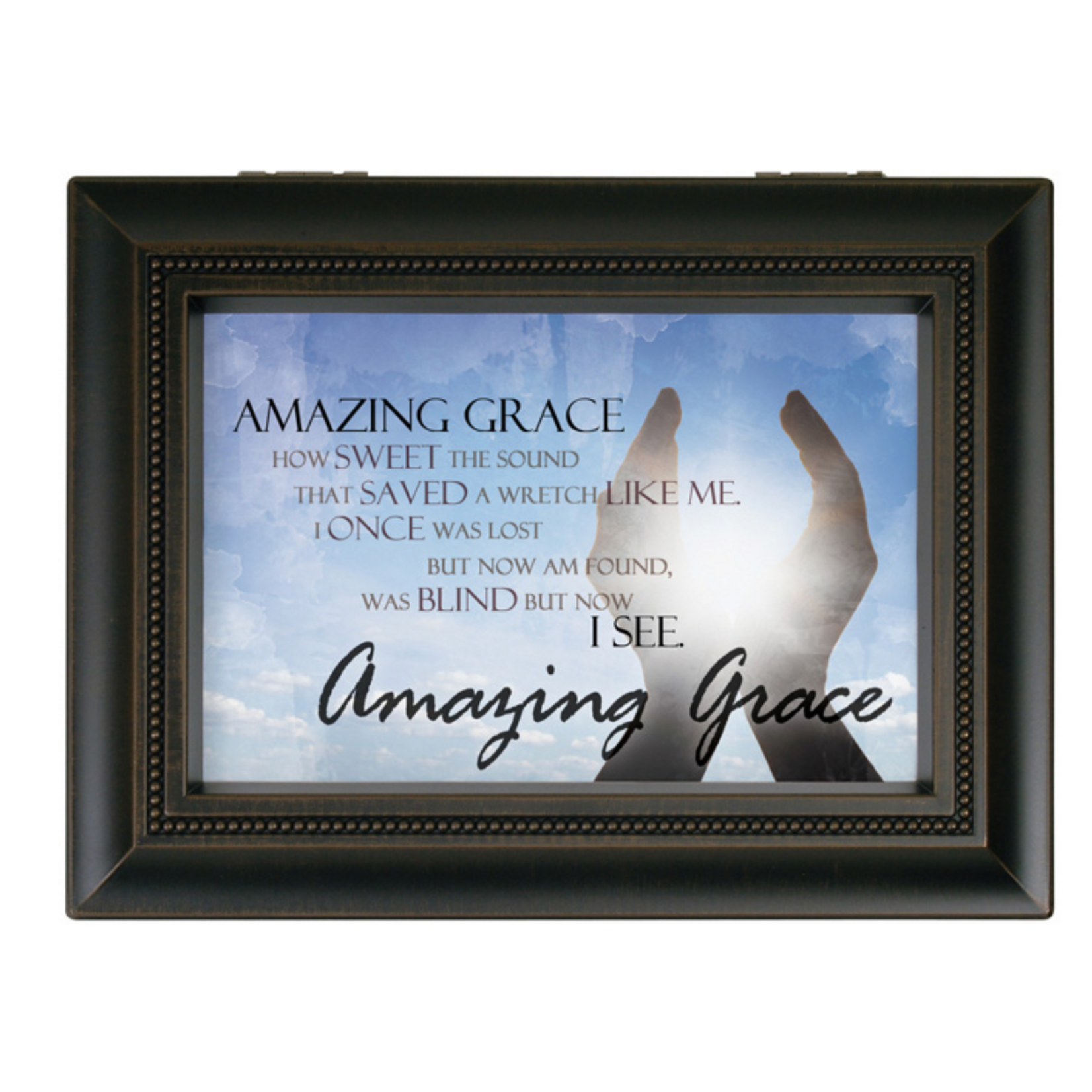 Antique Black  Large Music Box "Amazing Grace"